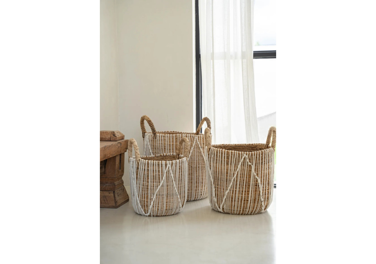 Panier en macramé tissé - Petit modèle décoratif - JAAD002NW-S - Bazar Bizar