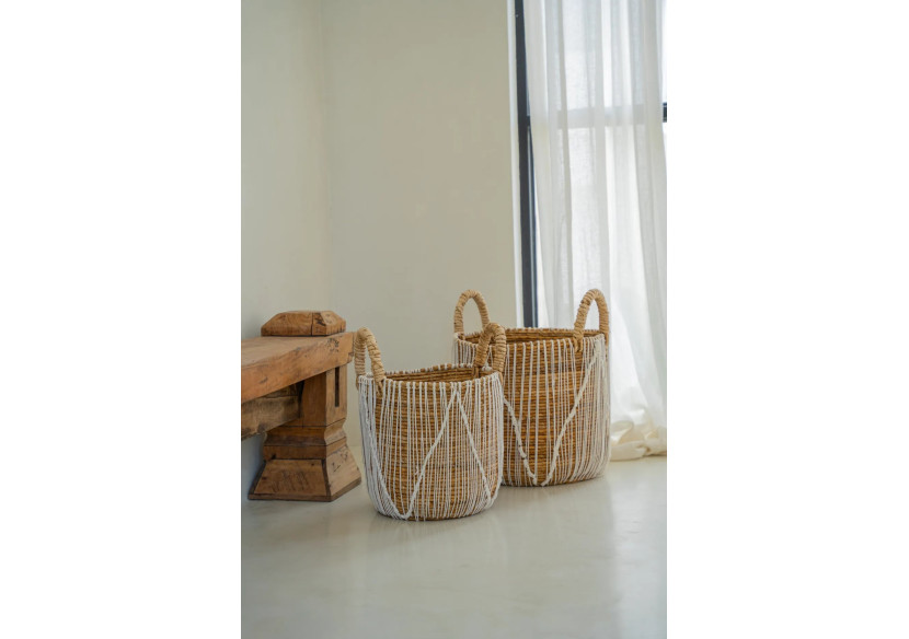 Panier en macramé tissé - Petit modèle décoratif - JAAD002NW-S - Bazar Bizar