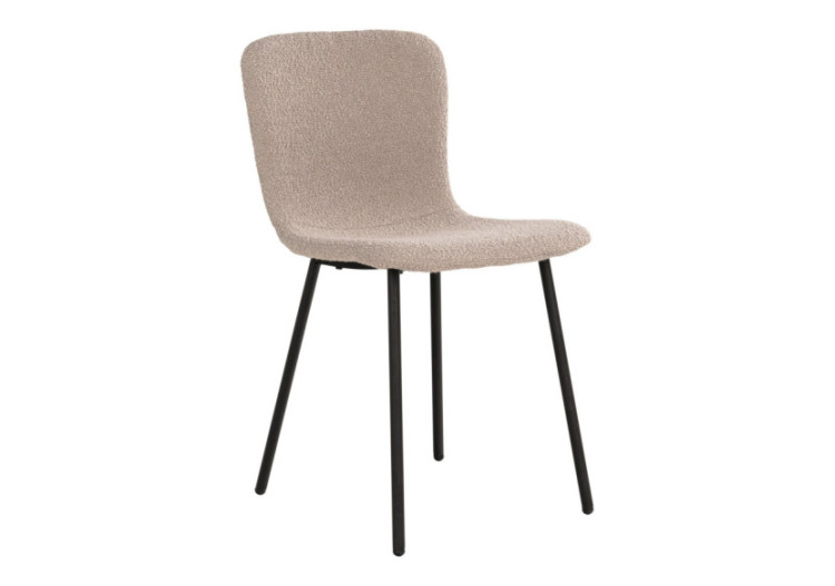 Chaise de Salle à Manger HALDEN - Set de 2 - Boucle beige avec pieds noirs - 1001105 - House Nordic