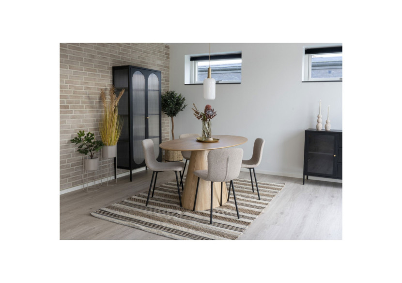 Chaise de Salle à Manger HALDEN - Set de 2 - Boucle beige avec pieds noirs - 1001105 - House Nordic Chaise de Salle à Manger HALDEN - Set de 2 - Boucle beige avec pieds noirs - 1001105 - House Nordic