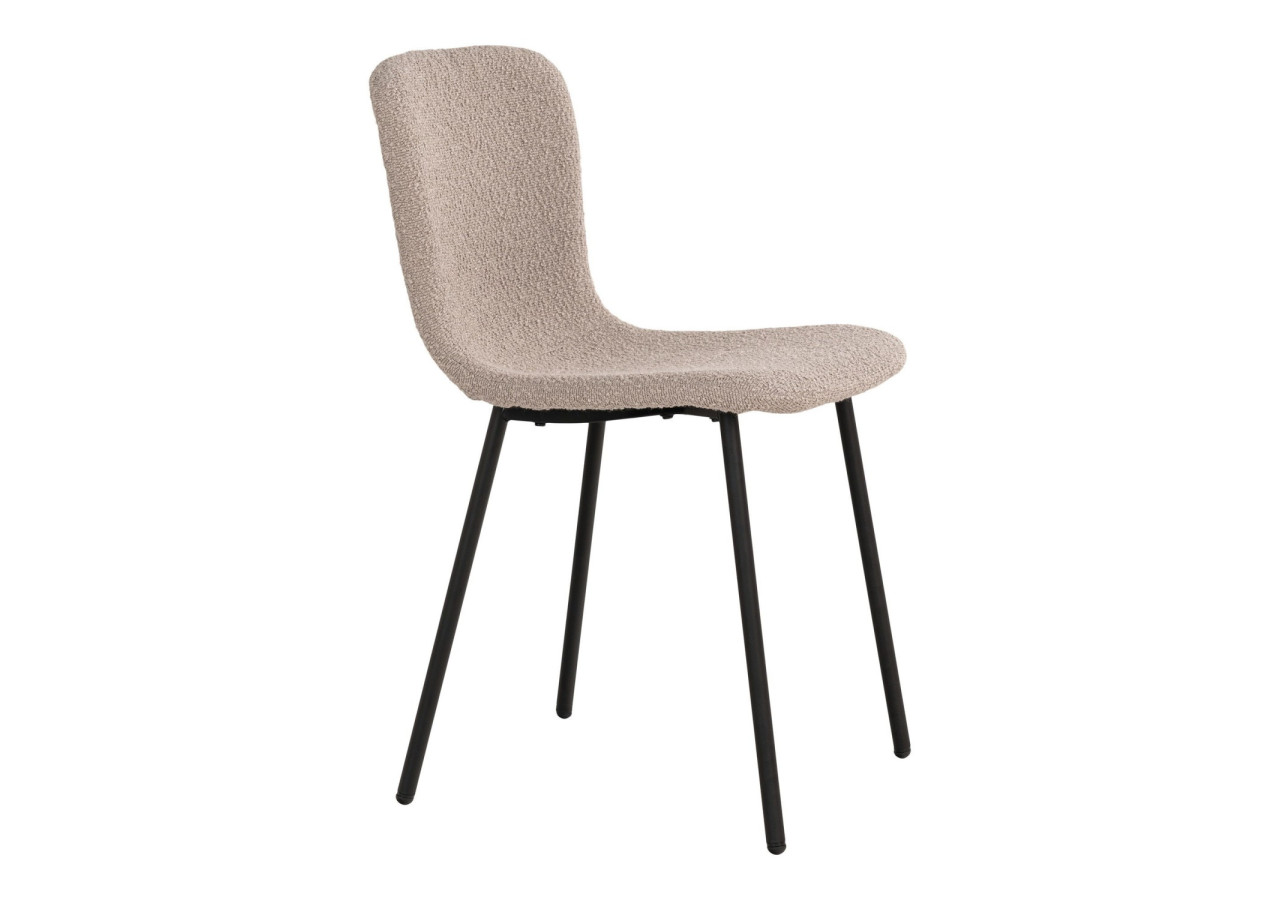 Chaise de Salle à Manger HALDEN - Set de 2 - Boucle beige avec pieds noirs - 1001105 - House Nordic