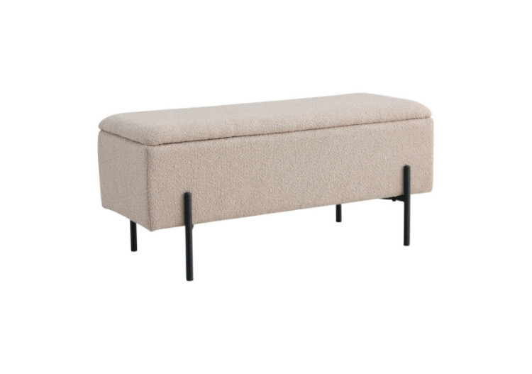 Banc Watford - Boucle beige avec rangement, 95x36,5x46 cm - 1409075 - House Nordic 2