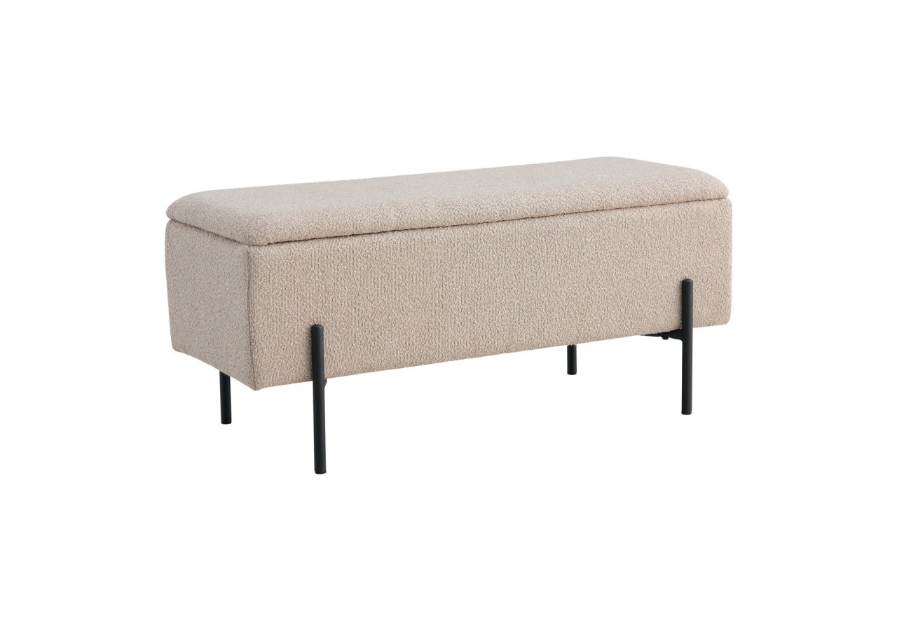 Banc Watford - Boucle beige avec rangement, 95x36,5x46 cm - 1409075 - House Nordic