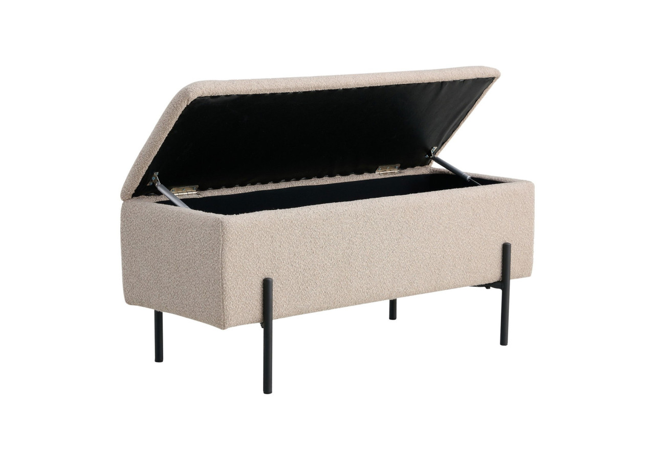 Banc Watford - Boucle beige avec rangement, 95x36,5x46 cm - 1409075 - House Nordic