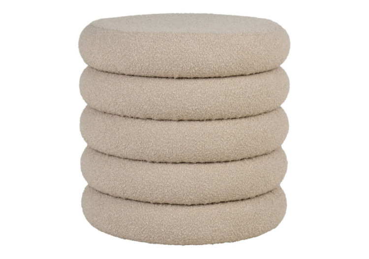 Pouf Brooklyn - Boucle grise avec rangement 44x44 cm - 1501223 - House Nordic