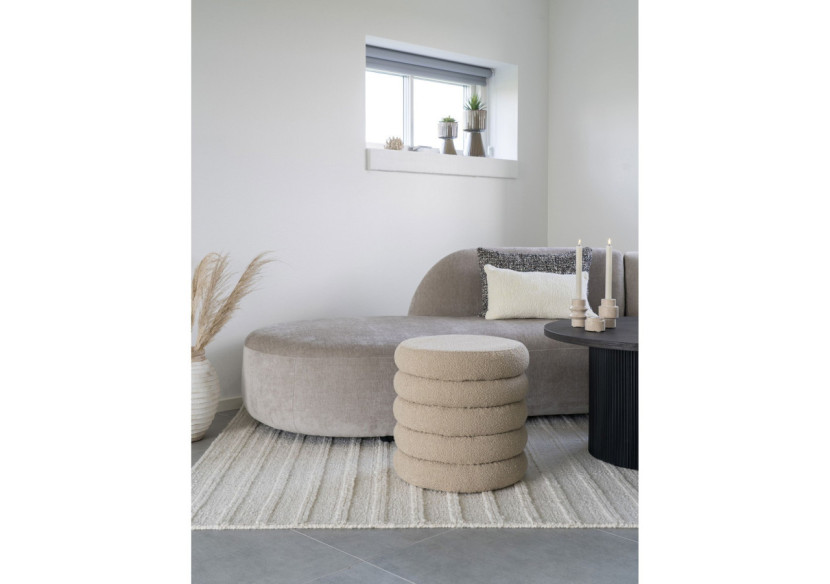 Pouf Brooklyn - Boucle grise avec rangement 44x44 cm - 1501223 - House Nordic