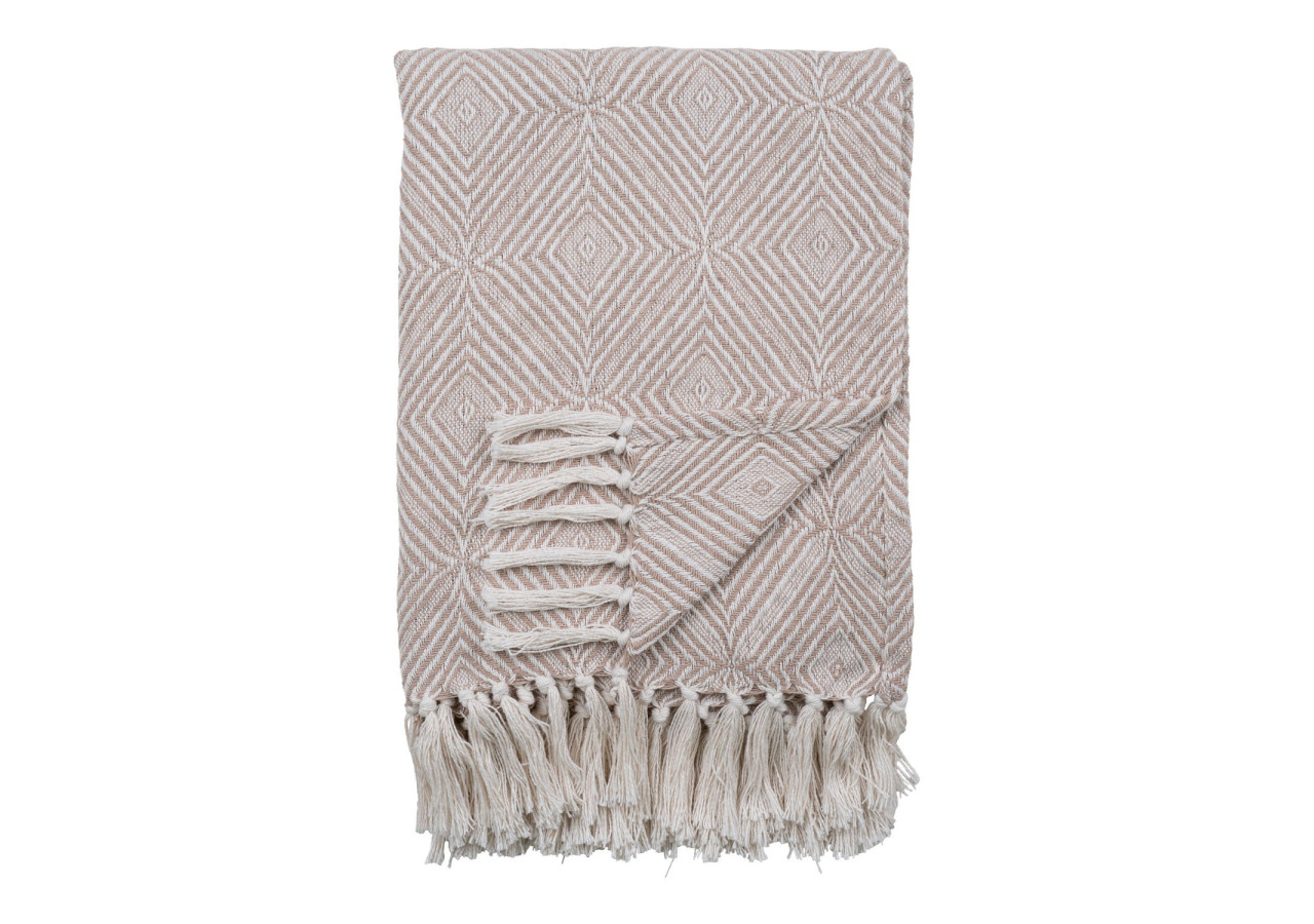 Plaid Cort - Plaid en coton ivoire/beige, design B, 130x160 cm - 3961008 - House Nordic