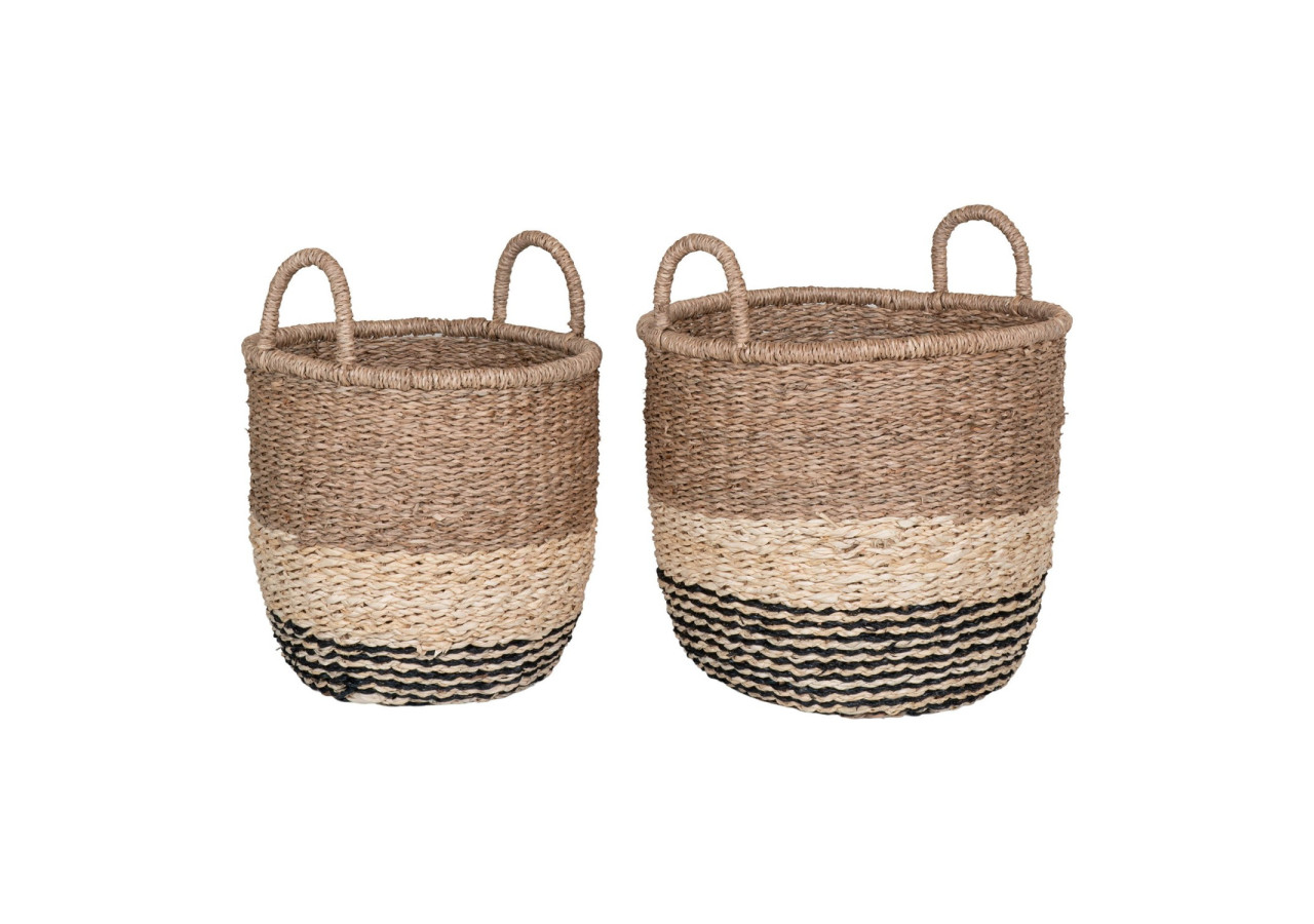 Panier LIMA - Ensemble de 2 en herbe de mer, nature/marron/noir - 4401536 - House Nordic