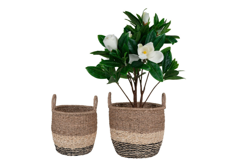 Panier LIMA - Ensemble de 2 en herbe de mer, nature/marron/noir - 4401536 - House Nordic