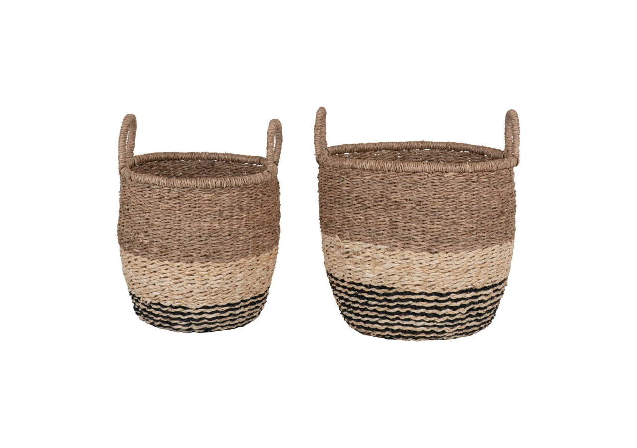 Panier LIMA - Ensemble de 2 en herbe de mer, nature/marron/noir - 4401536 - House Nordic