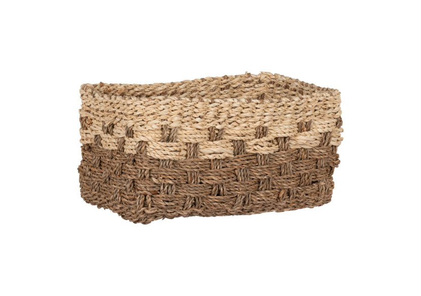 Panier RENO - Rectangulaire en seagrass, nature/marron, 30 x 20 x 15 cm - 4401537 - House Nordic