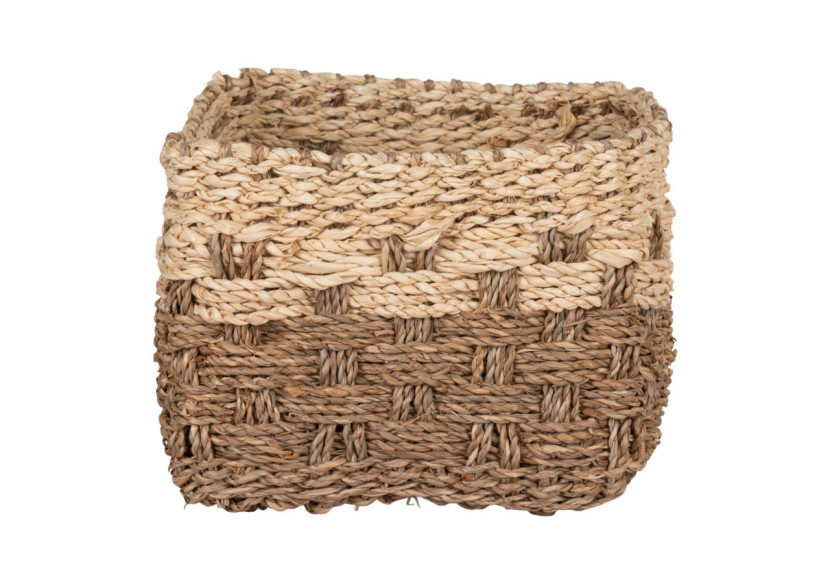 Panier RENO - Rectangulaire en seagrass, nature/marron, 30 x 20 x 15 cm - 4401537 - House Nordic