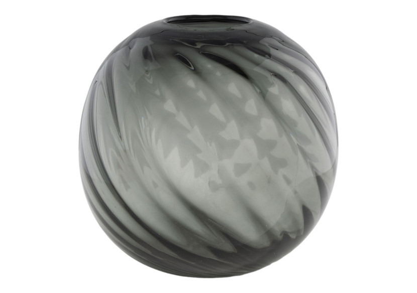 Vase en verre - Boule soufflée, gris, Ø 20 x 19 cm - 4441378 - House Nordic