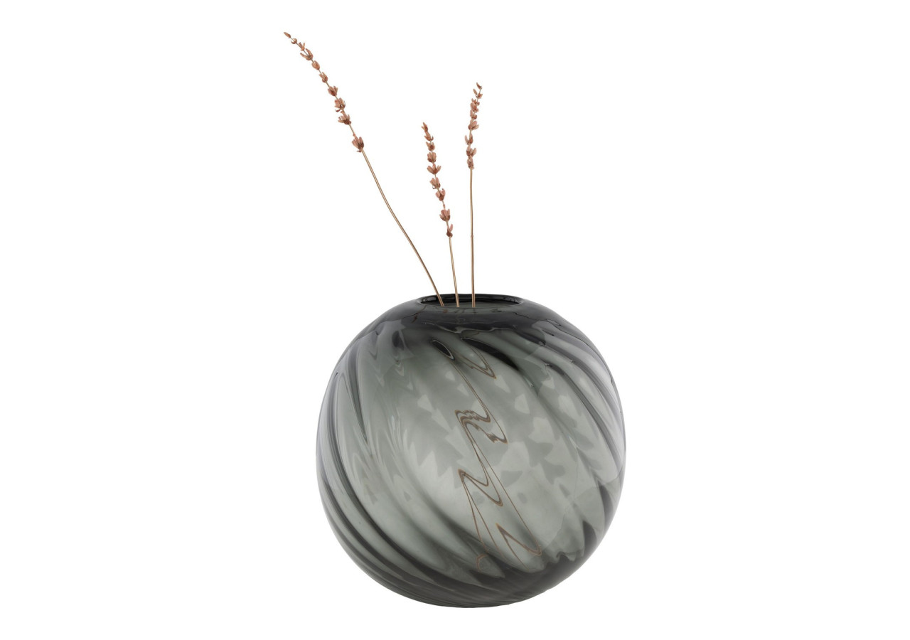 Vase en verre - Boule soufflée, gris, Ø 20 x 19 cm - 4441378 - House Nordic