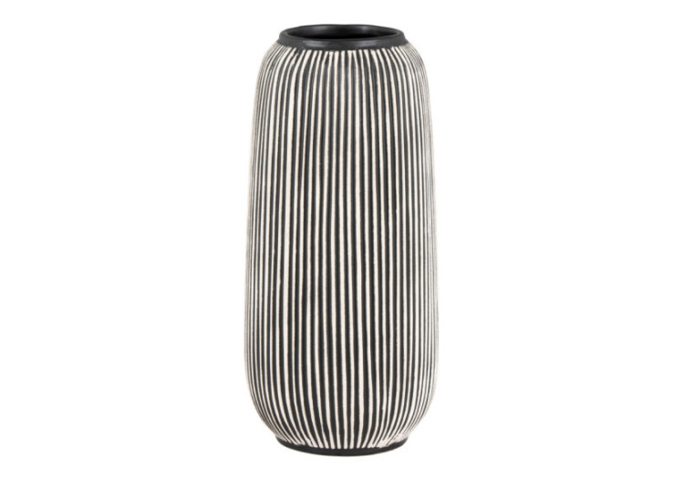 Vase en céramique - Noir et blanc, rond, Ø 9,5 x 20 cm - 4441761 - House Nordic