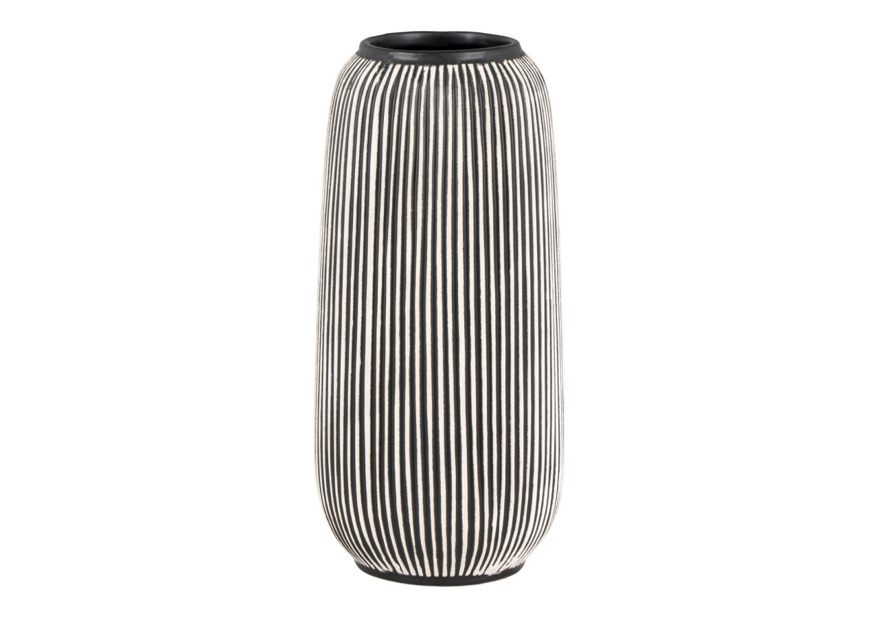 Vase en céramique - Noir et blanc, rond, Ø 9,5 x 20 cm - 4441761 - House Nordic