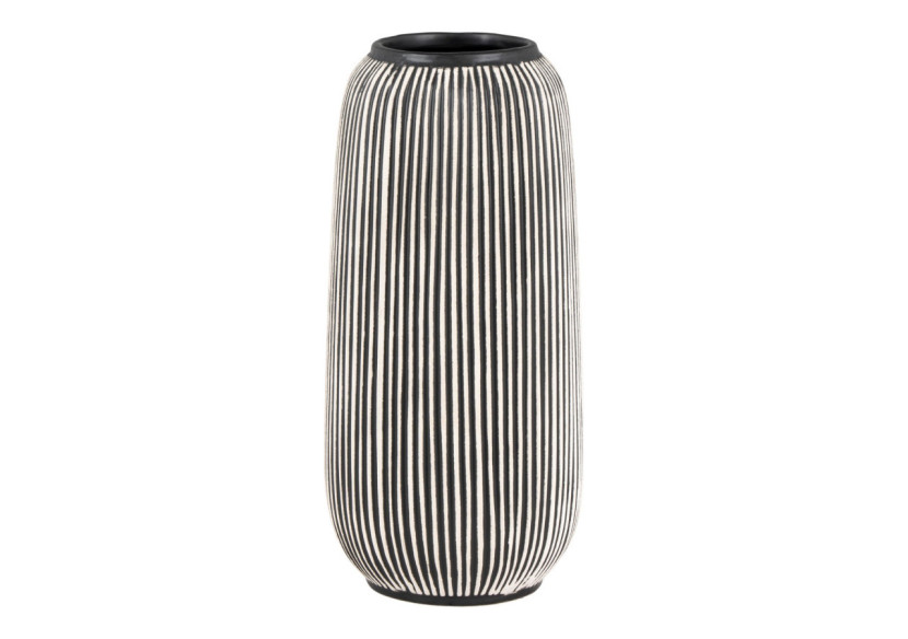 Vase en céramique - Noir et blanc, rond, Ø 9,5 x 20 cm - 4441761 - House Nordic