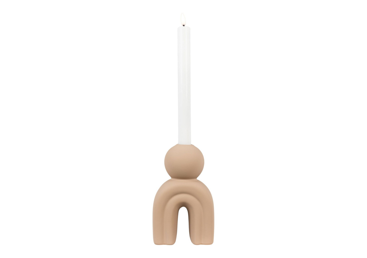 Bougeoir en céramique - Marron 10,5x6,5x17 cm - 4561175 - House Nordic