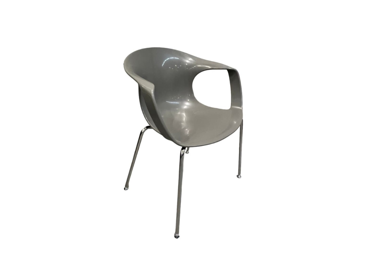 Chaise de Salle à Manger Flick - Chrome et Gris, Design Moderne - 3001062 - Workliving