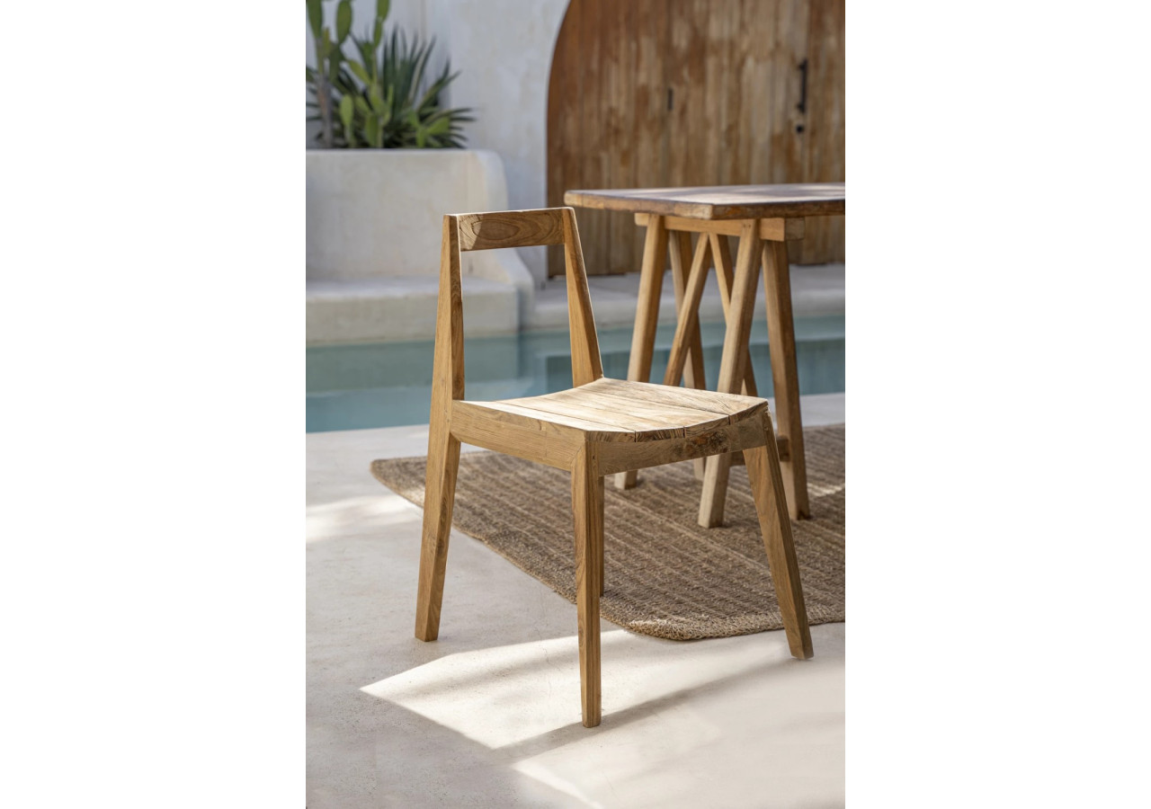 Chaise de salle à manger PAXI - Bois de teck recyclé pour extérieur - JASE005N - Bazar Bizar