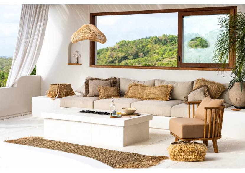 Housse de coussin en raffia - Rectangulaire Naturel 35x100cm - BAJN100N-35x100 - Bazar Bizar