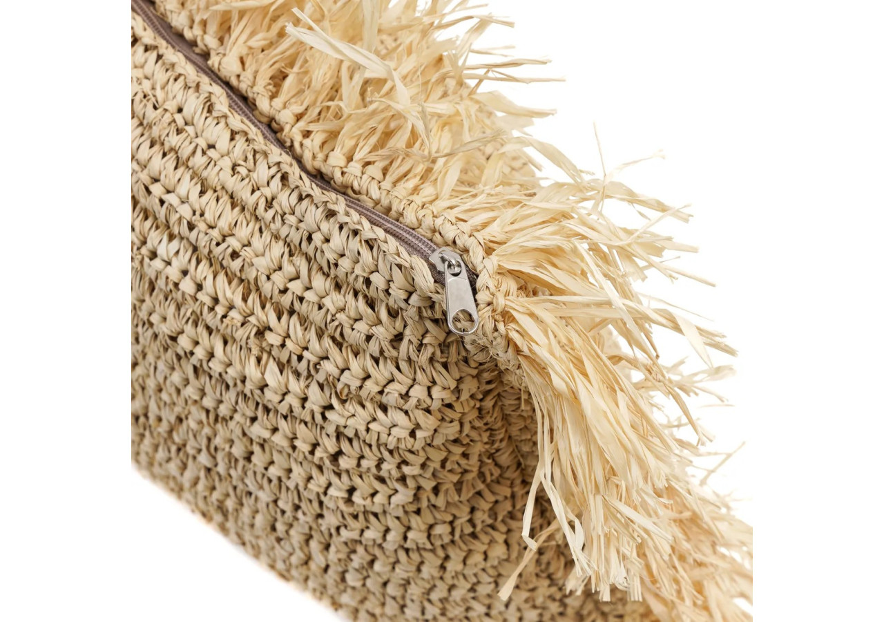 Housse de coussin en raffia - Rectangulaire Naturel 35x100cm - BAJN100N-35x100 - Bazar Bizar