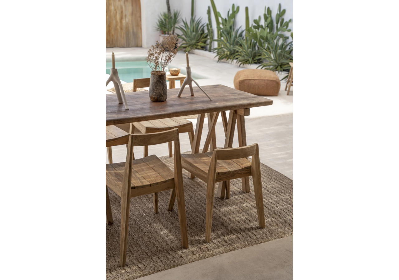 Chaise de salle à manger YDRA - Teck recyclé et design extérieur - JASE004N - Bazar Bizar