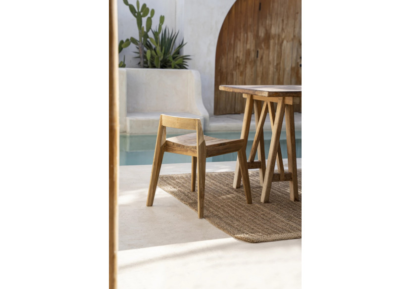Chaise de salle à manger YDRA - Teck recyclé et design extérieur - JASE004N - Bazar Bizar
