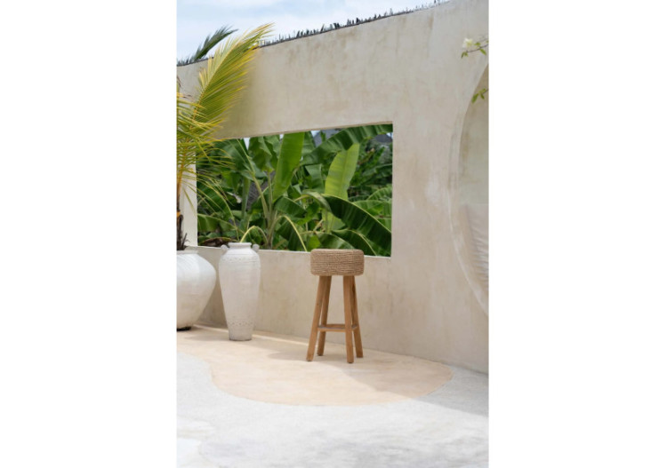 Tabouret BAR RAFFIA - Teck et raffia tissé - JACEM003N - Bazar Bizar 2