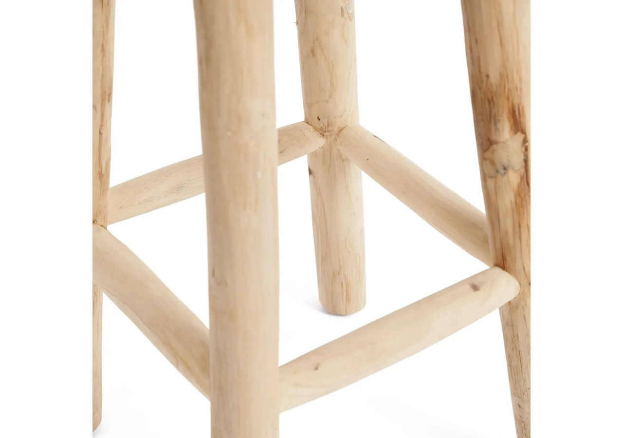 Tabouret BAR RAFFIA - Teck et raffia tissé - JACEM003N - Bazar Bizar