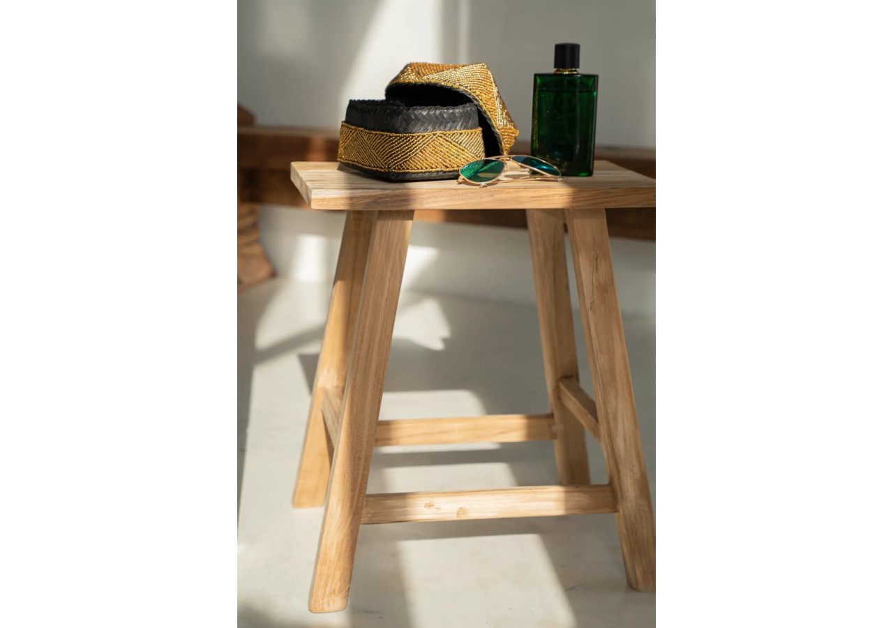 Tabouret ORIKI - Teck recyclé et design moderne - JAAM040N - Bazar Bizar