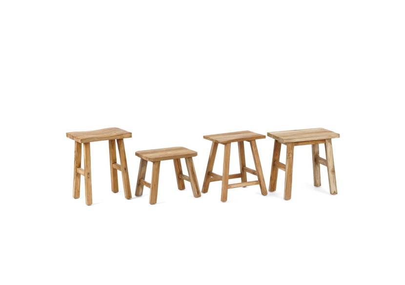 Tabouret ORIKI - Teck recyclé et design moderne - JAAM040N - Bazar Bizar