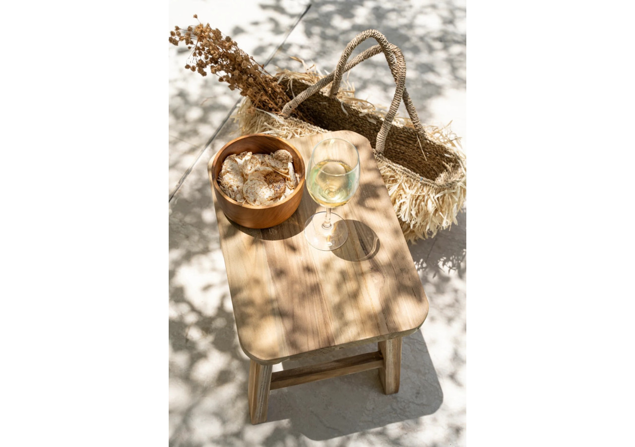 Tabouret QUINCY - Teck recyclé et design pratique - JAAM039N - Bazar Bizar