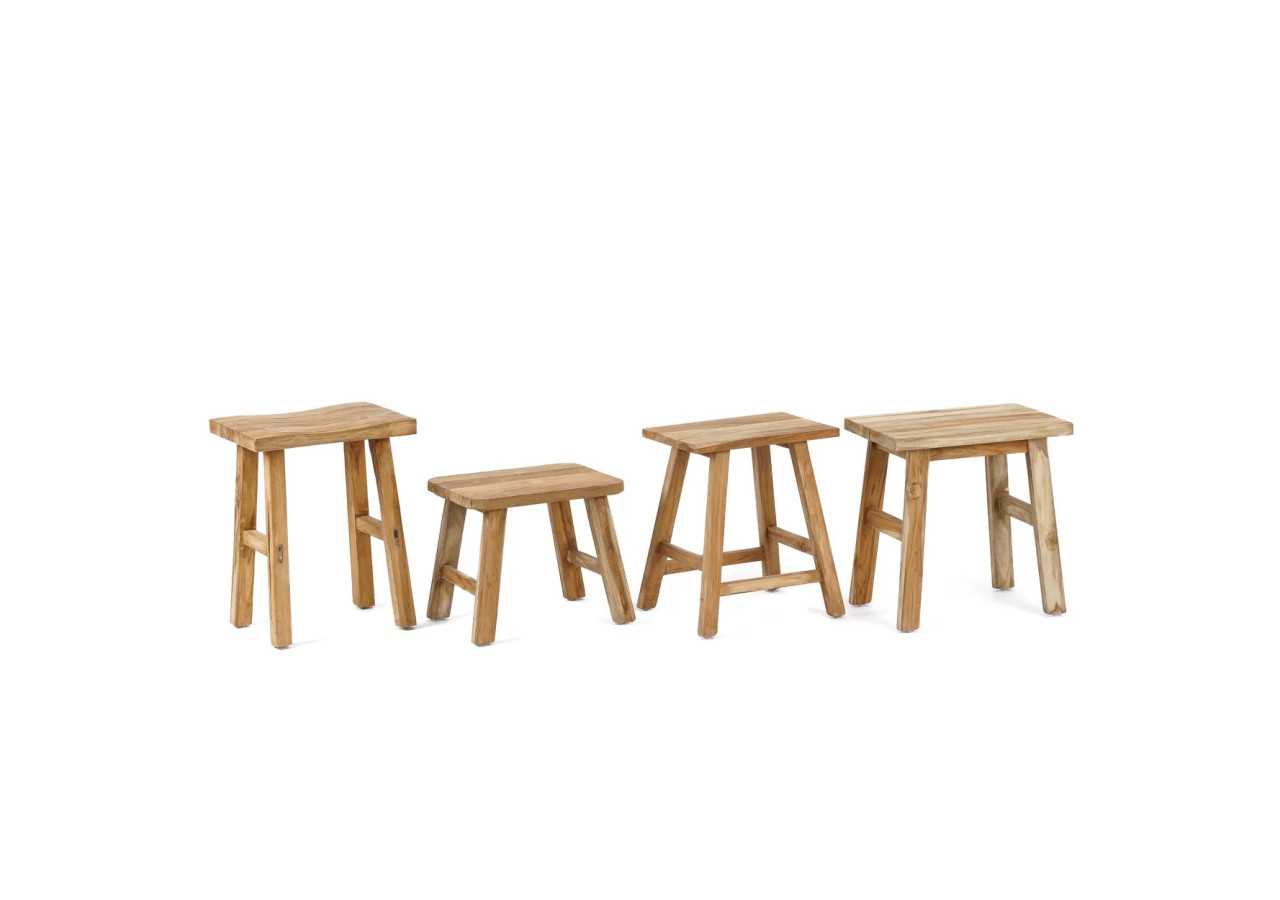 Tabouret QUINCY - Teck recyclé et design pratique - JAAM039N - Bazar Bizar