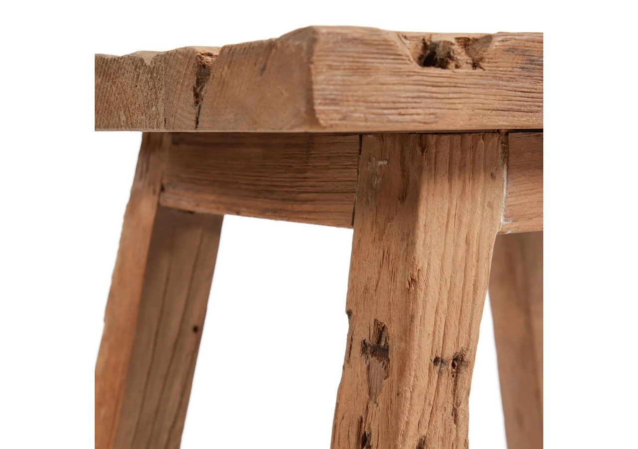 Tabouret Shoji - Bois Teck Recyclé - Taille M - JAHER005N-M - Bazar Bizar