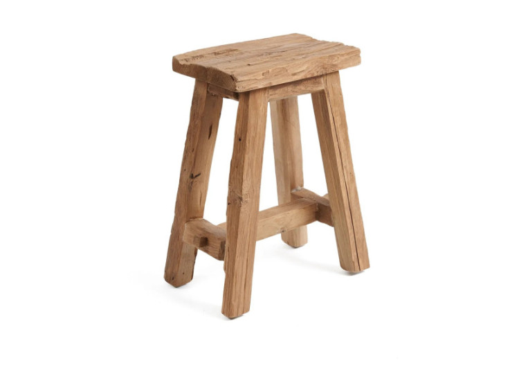 Tabouret Shoji - Bois Teck Recyclé - Taille L - JAHER005N-L - Bazar Bizar