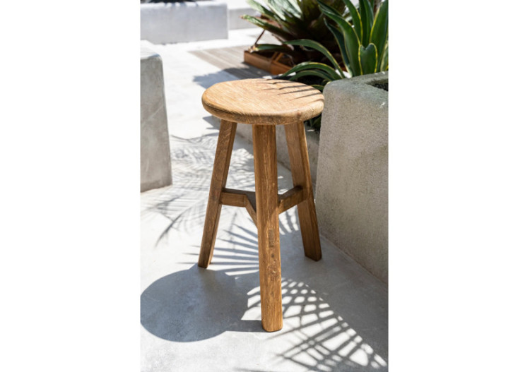 Tabouret Fusuma - Teck Recyclé - Extérieur - JASE012N - Bazar Bizar 2