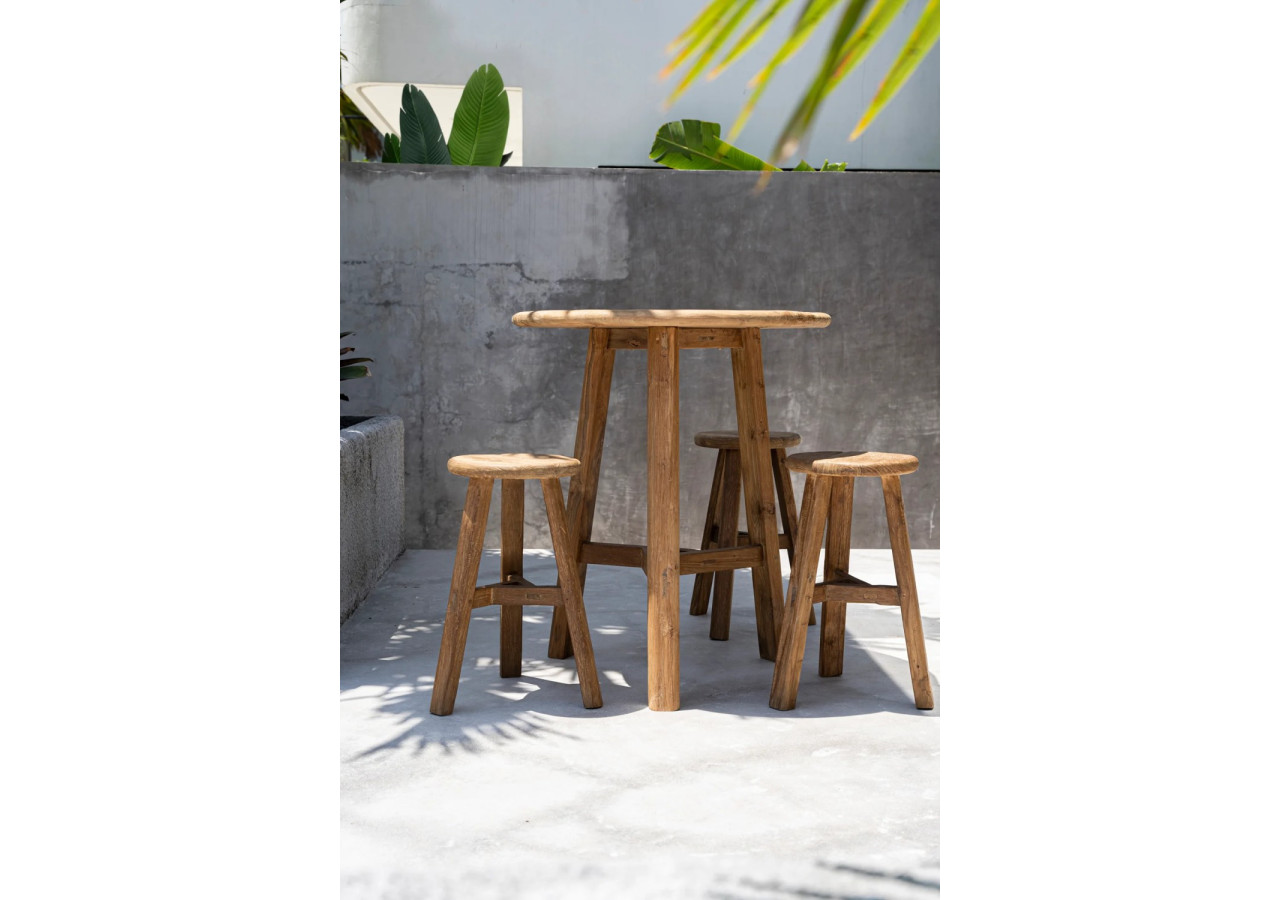 Tabouret Fusuma - Teck Recyclé - Extérieur - JASE012N - Bazar Bizar