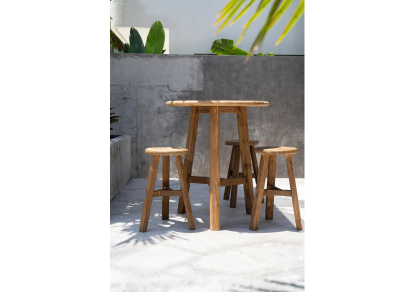 Tabouret Fusuma - Teck Recyclé - Extérieur - JASE012N - Bazar Bizar