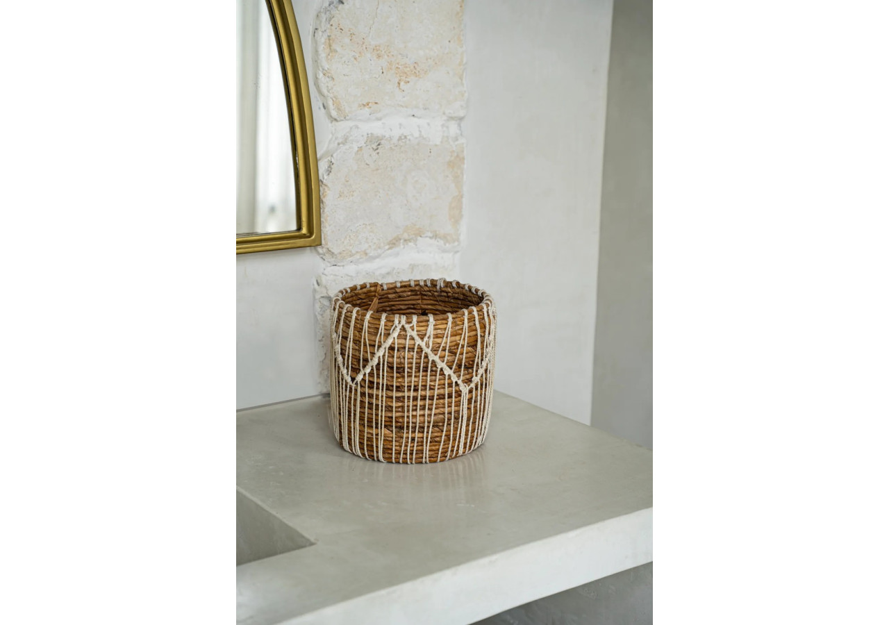 Panier Macra-Mazing - Design en macramé naturel - JAAD006NW-M - Bazar Bizar
