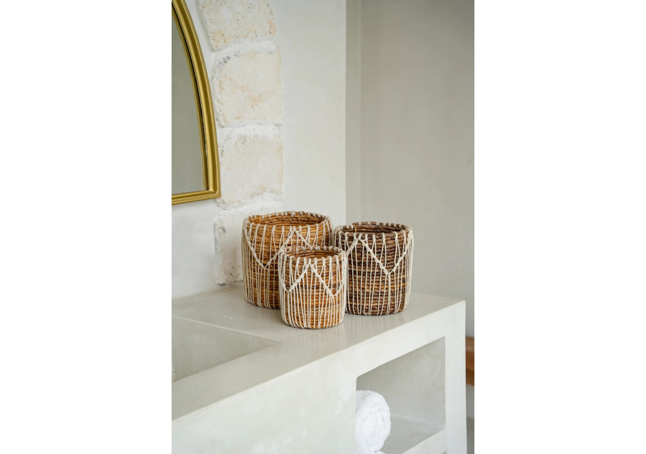 Panier Macra-Mazing - Design en macramé naturel - JAAD006NW-M - Bazar Bizar