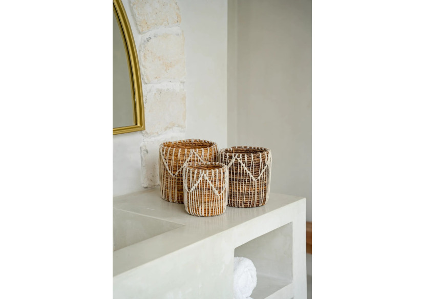 Panier Macra-Mazing - Design en macramé naturel - JAAD006NW-M - Bazar Bizar