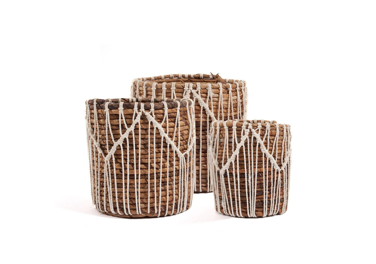 Panier Macra-Mazing - Design en macramé naturel - JAAD006NW-M - Bazar Bizar