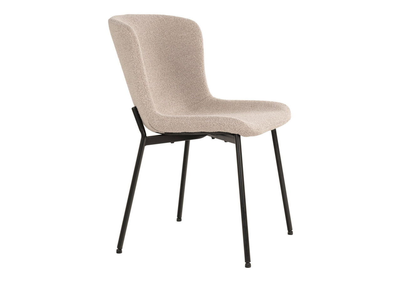 Chaise Maceda - Boucle beige avec pieds noirs - 1001135 - House Nordic