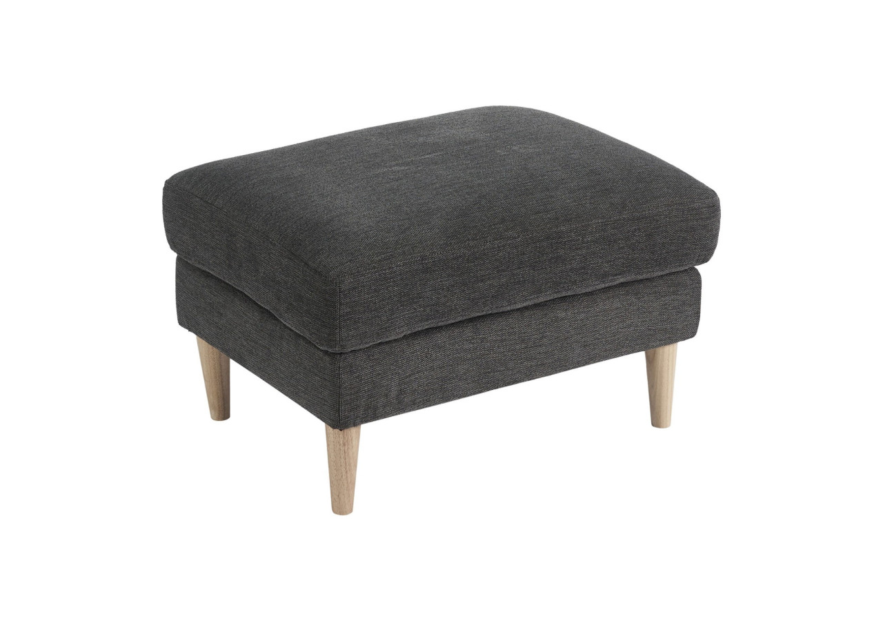 Pouf Bologna - Gris Foncé avec Pieds en Bois Naturel - 1501537 - House Nordic