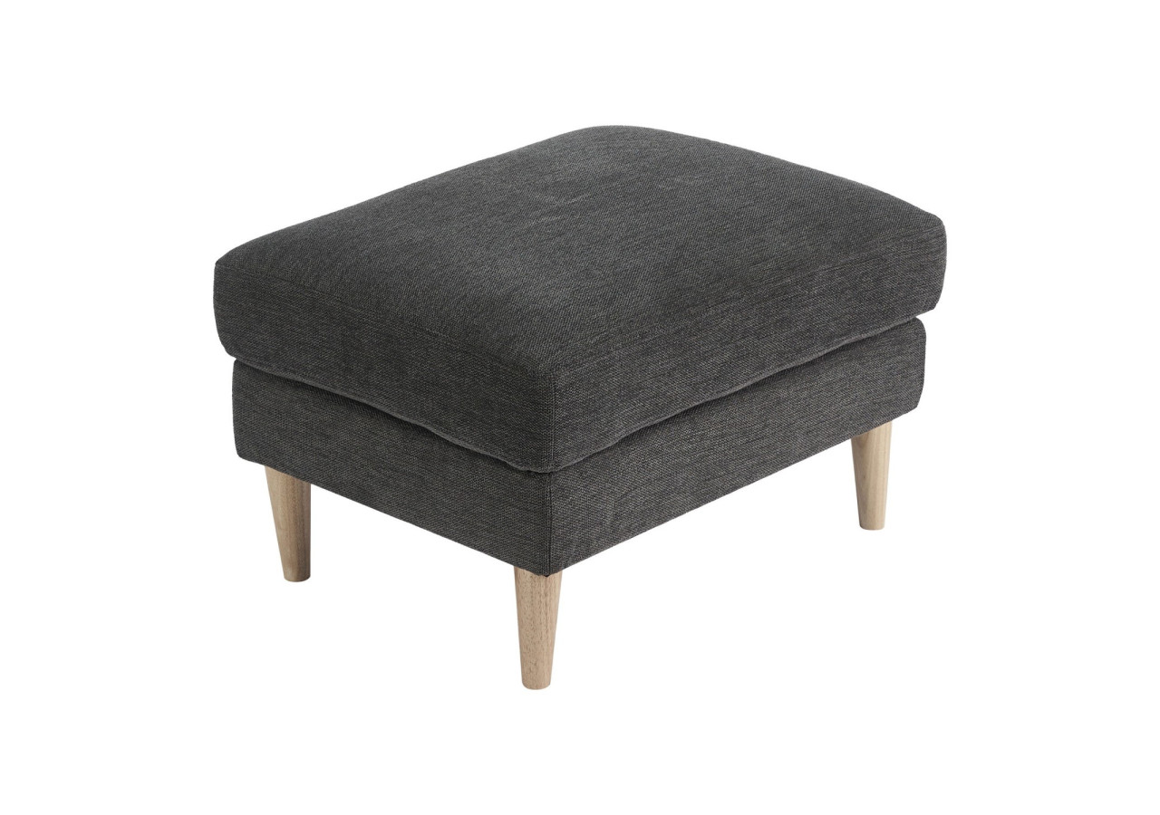 Pouf Bologna - Gris Foncé avec Pieds en Bois Naturel - 1501537 - House Nordic