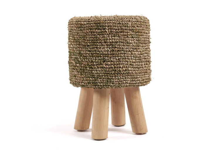 Tabouret Tressé Raffia - Vert Jungle, Écologique et Élégant - JACEM001JG - Bazar Bizar