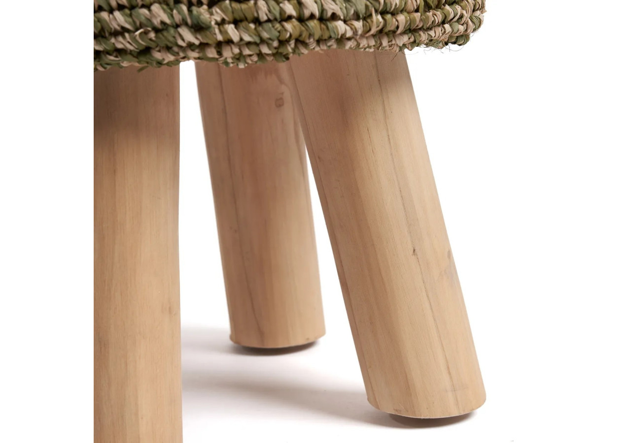 Tabouret Tressé Raffia - Vert Jungle, Écologique et Élégant - JACEM001JG - Bazar Bizar