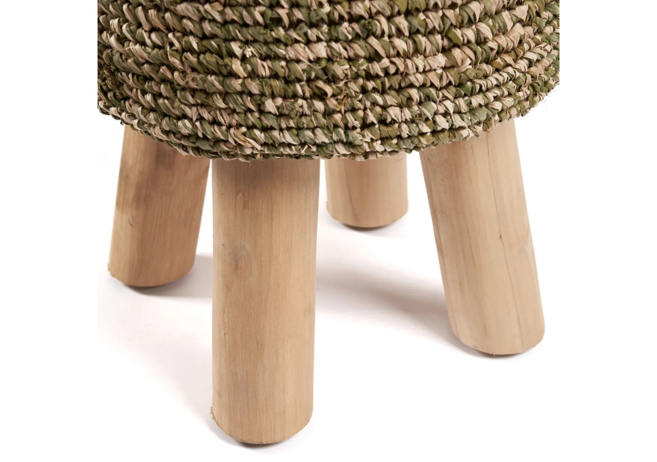 Tabouret Tressé Raffia - Vert Jungle, Écologique et Élégant - JACEM001JG - Bazar Bizar