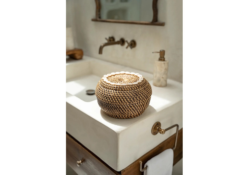 Panier Colonial Peek-a-Boo - Petit, en rotin naturel - BAGE014NBr-S - Bazar Bizar